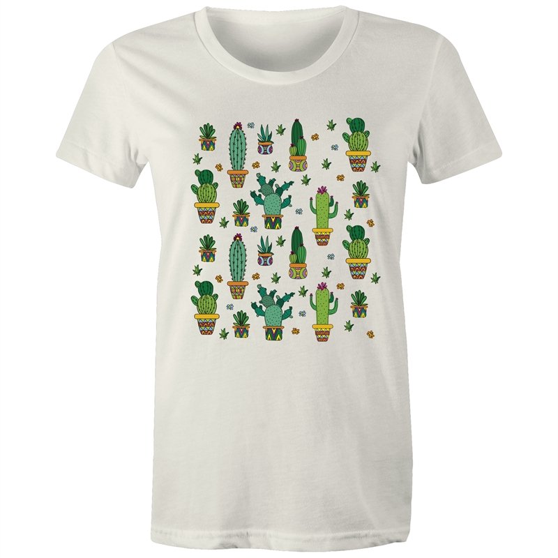Women's Cactus Cartoon Print T-shirt