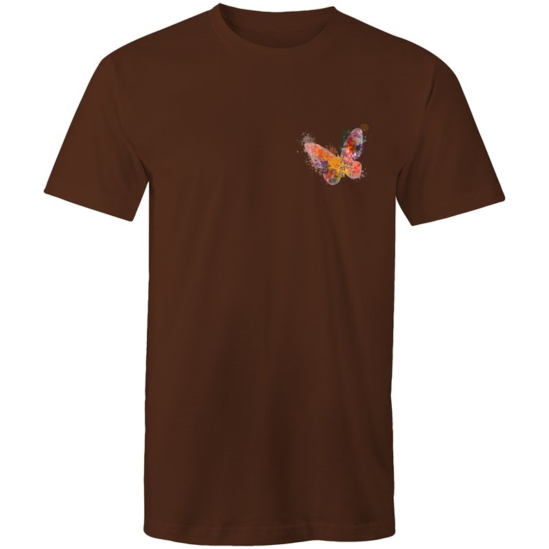Men's Watercoloured Butterfly Pocket Print Long T-shirt