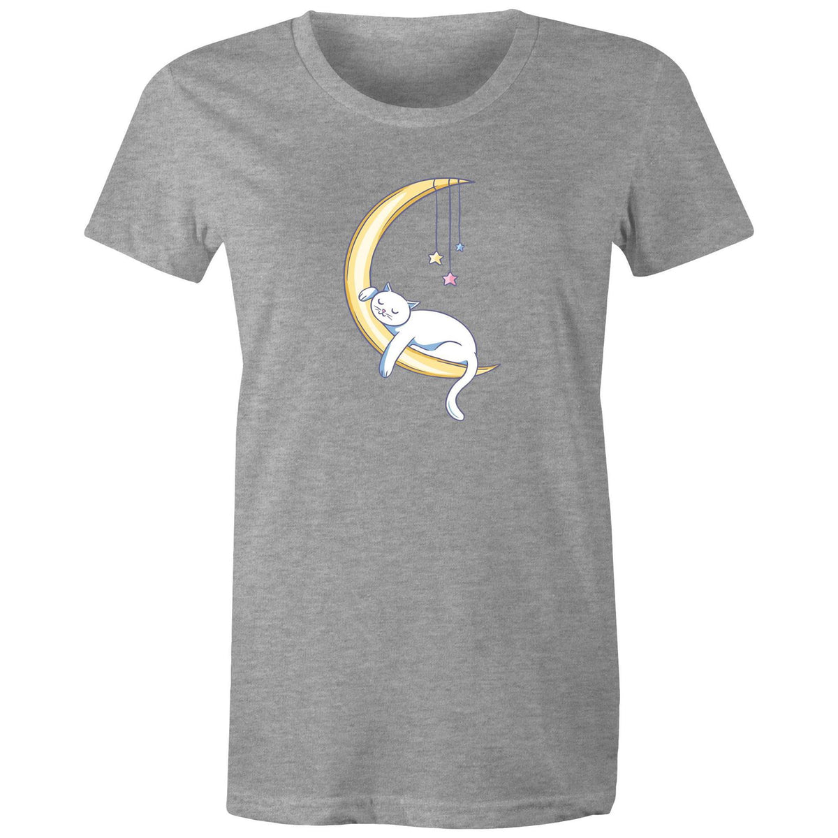 Women's Cat Sleeping on Moon T-shirt