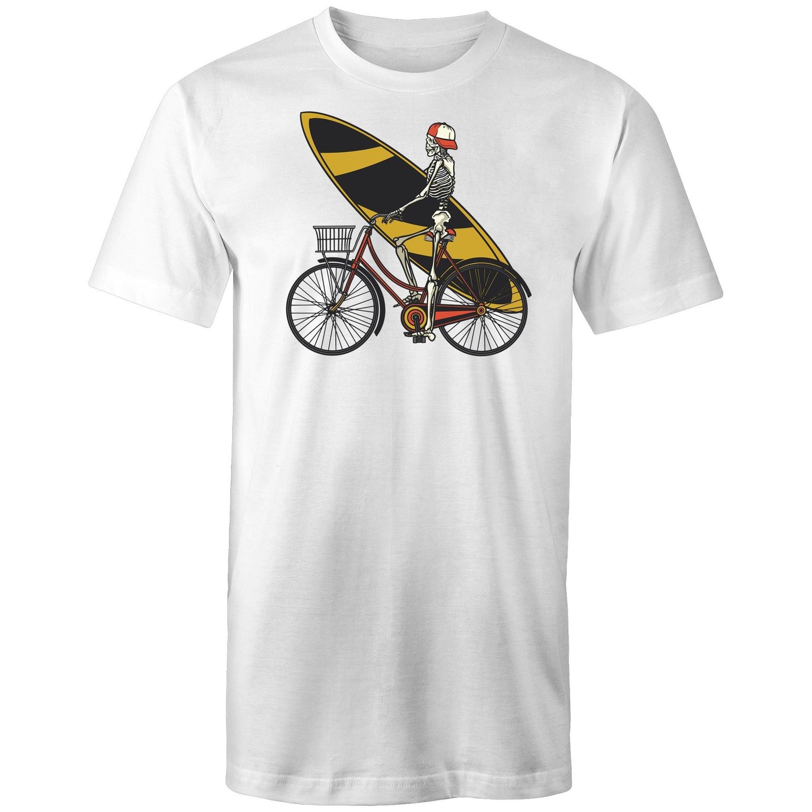 Men's Surfing Skeleton Bicycle T-shirt