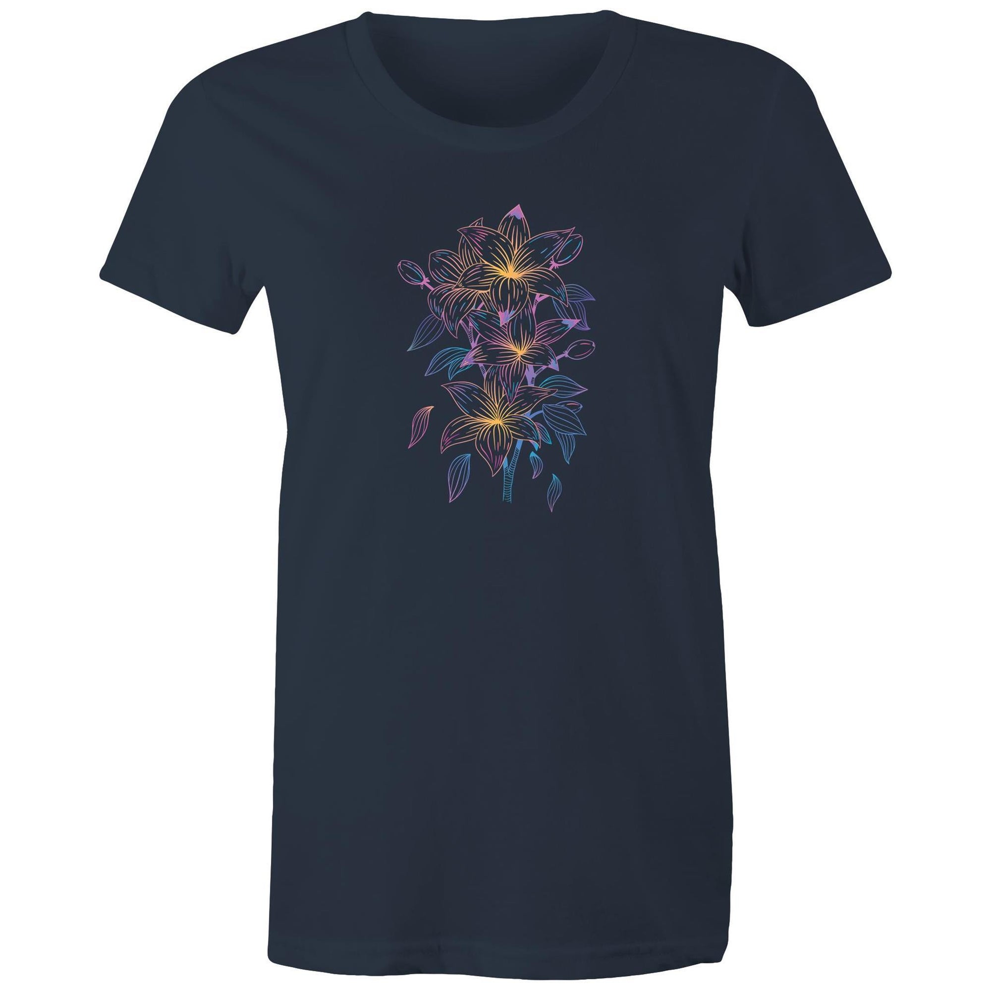 Women's Colourful Lillies Art T-shirt