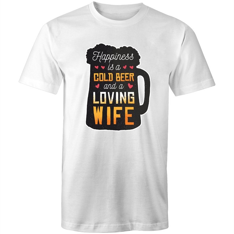 Men's Happiness Is A Cold Beer And A Loving Wife T-shirt