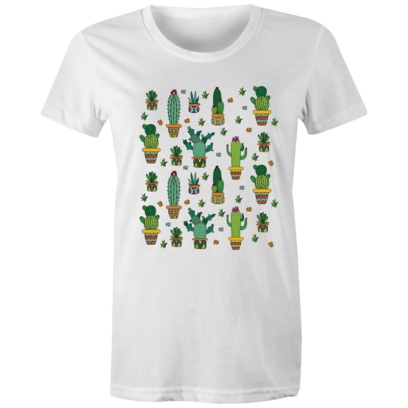 Women's Cactus Cartoon Print T-shirt