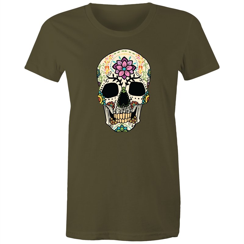 Women's Flower Sugar Skull T-shirt