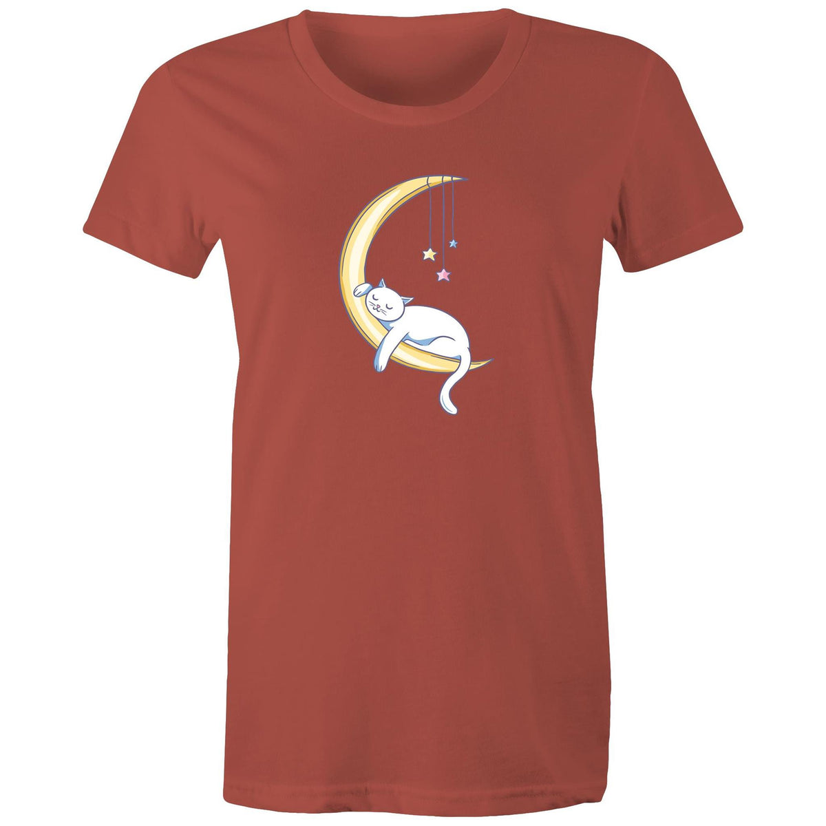 Women's Cat Sleeping on Moon T-shirt