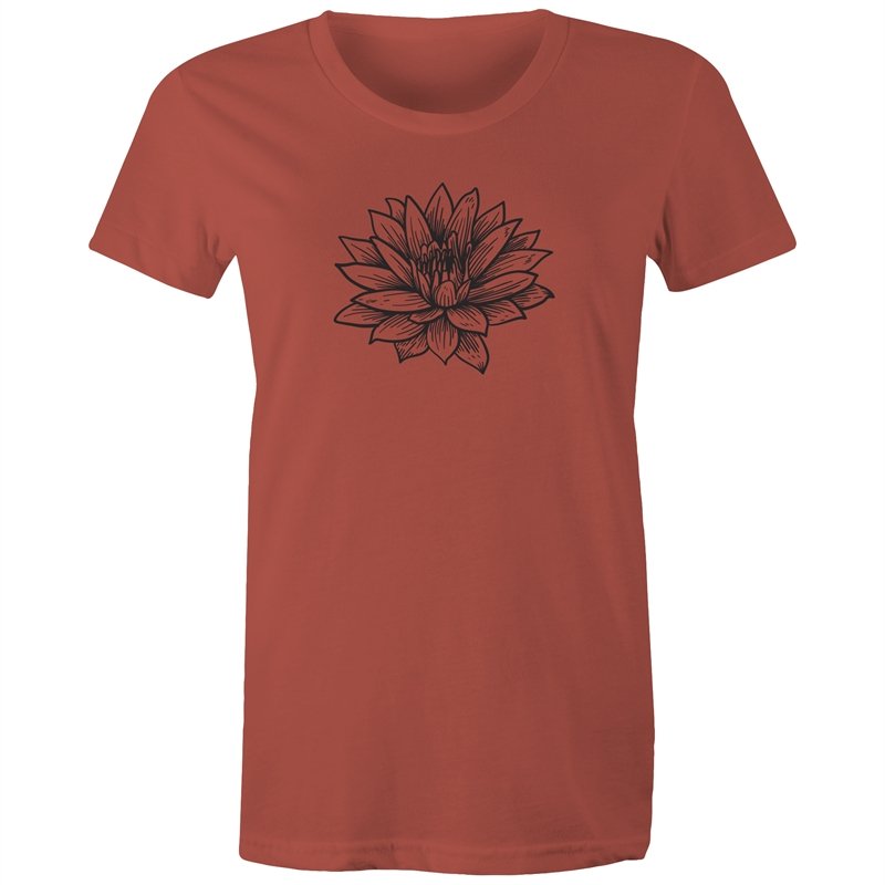 Women's Black Lotus Print T-shirt
