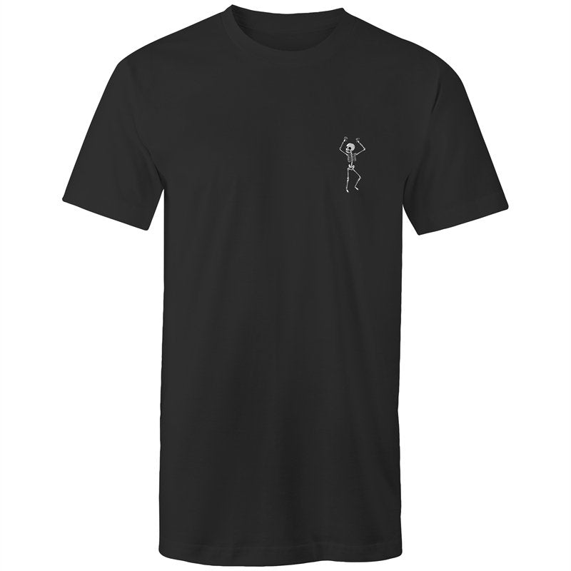 Men's Long Styled Dancing Skeleton Pocket T-shirt