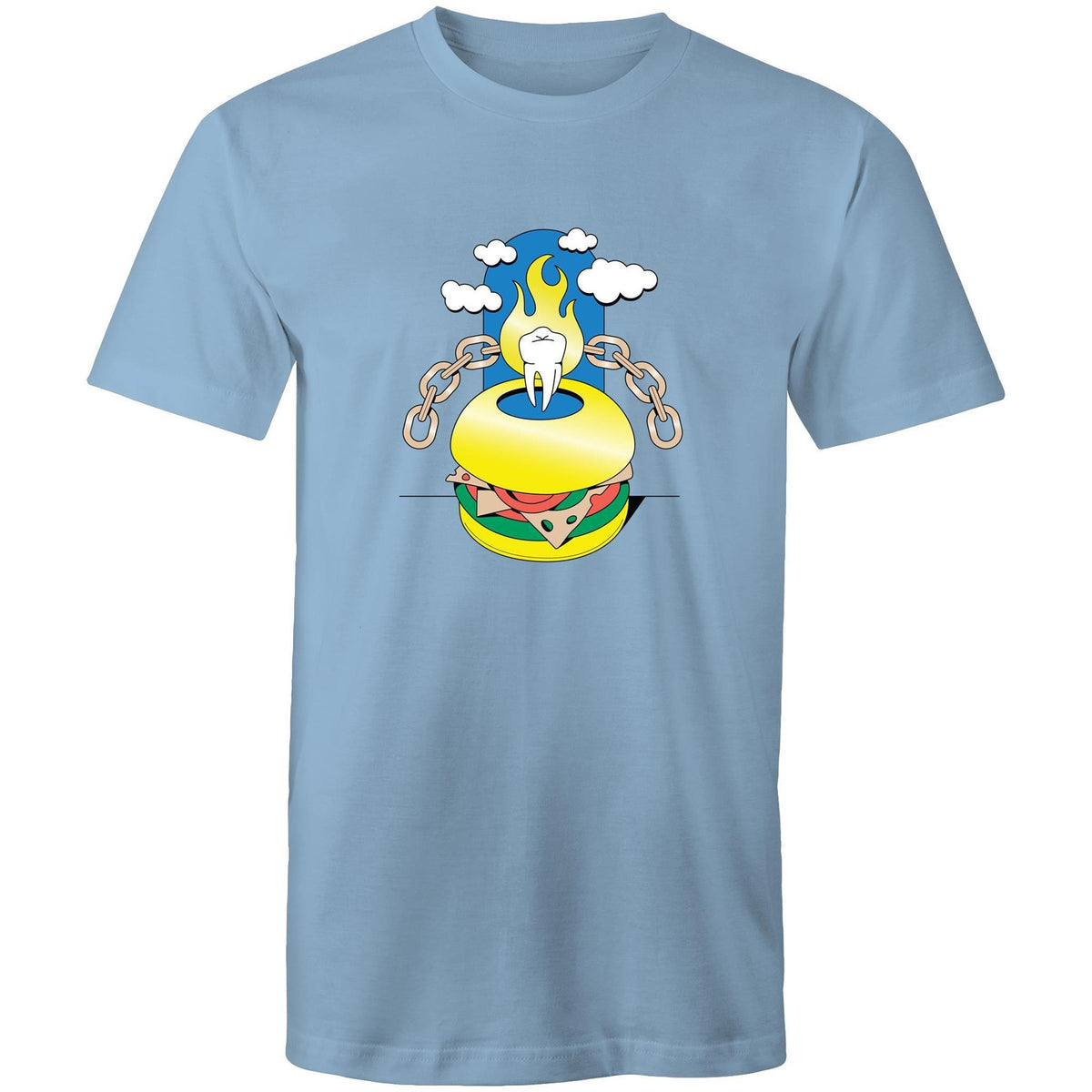 Men's Cartoon Burger Tooth T-shirt