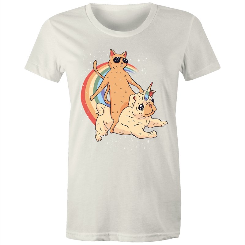Women's Cat And Unicorn Pug T-shirt