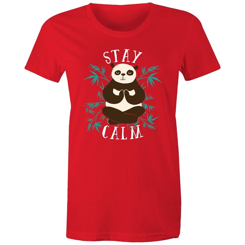 Women's Yoga Stay Calm Panda T-shirt