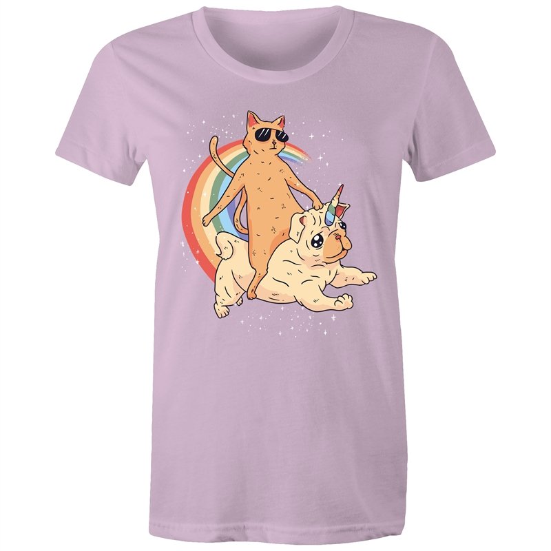 Women's Cat And Unicorn Pug T-shirt