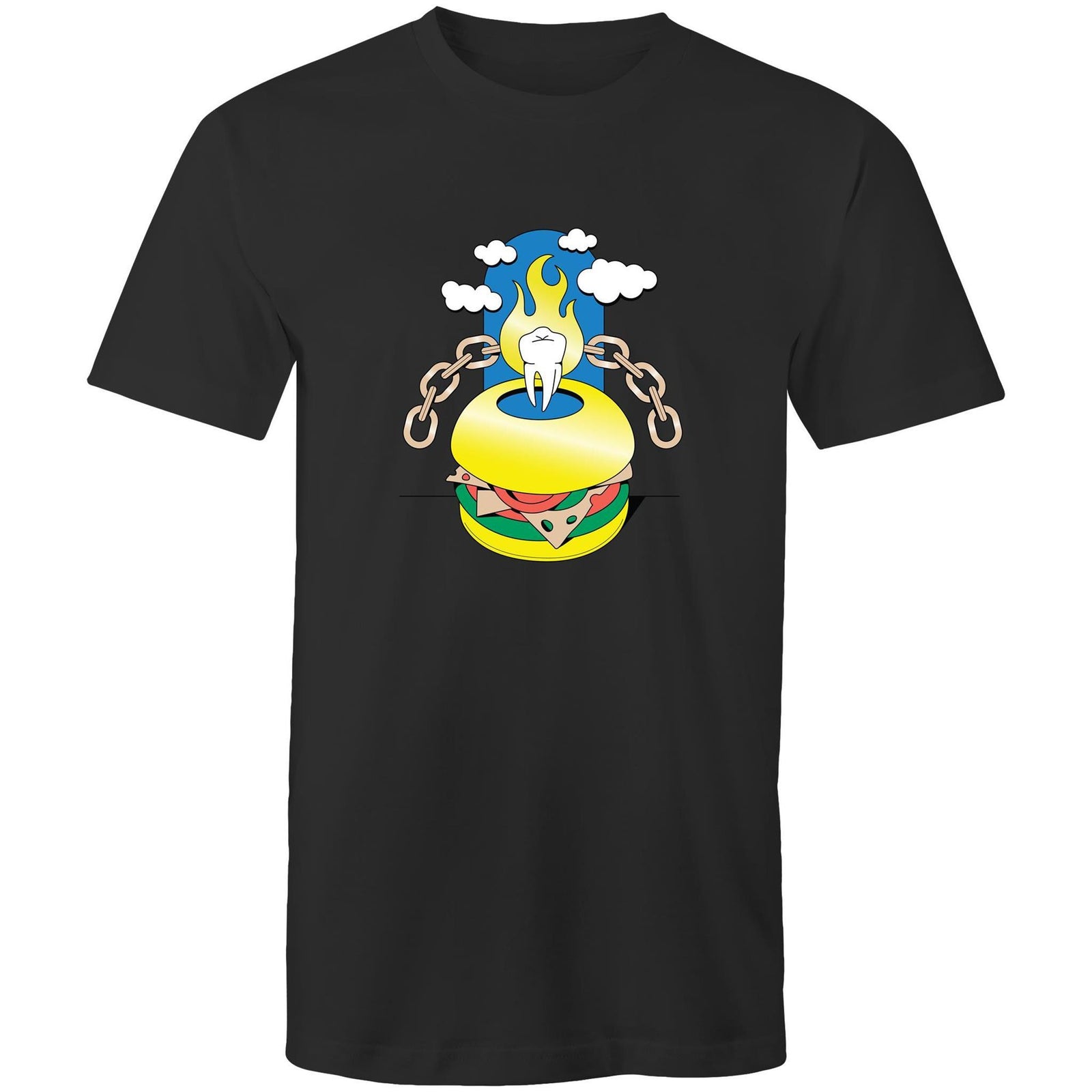 Men's Cartoon Burger Tooth T-shirt