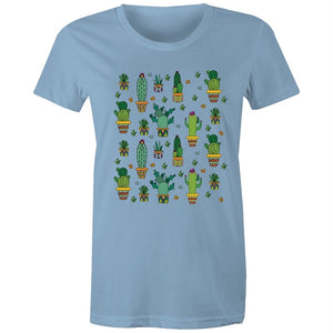 Women's Cactus Cartoon Print T-shirt