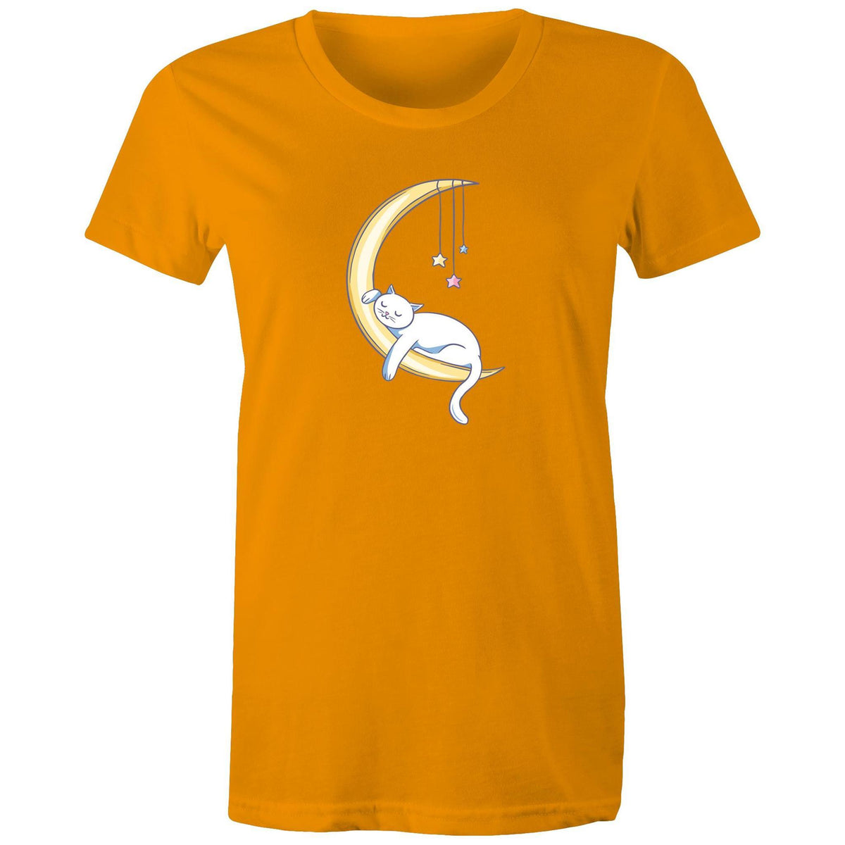 Women's Cat Sleeping on Moon T-shirt