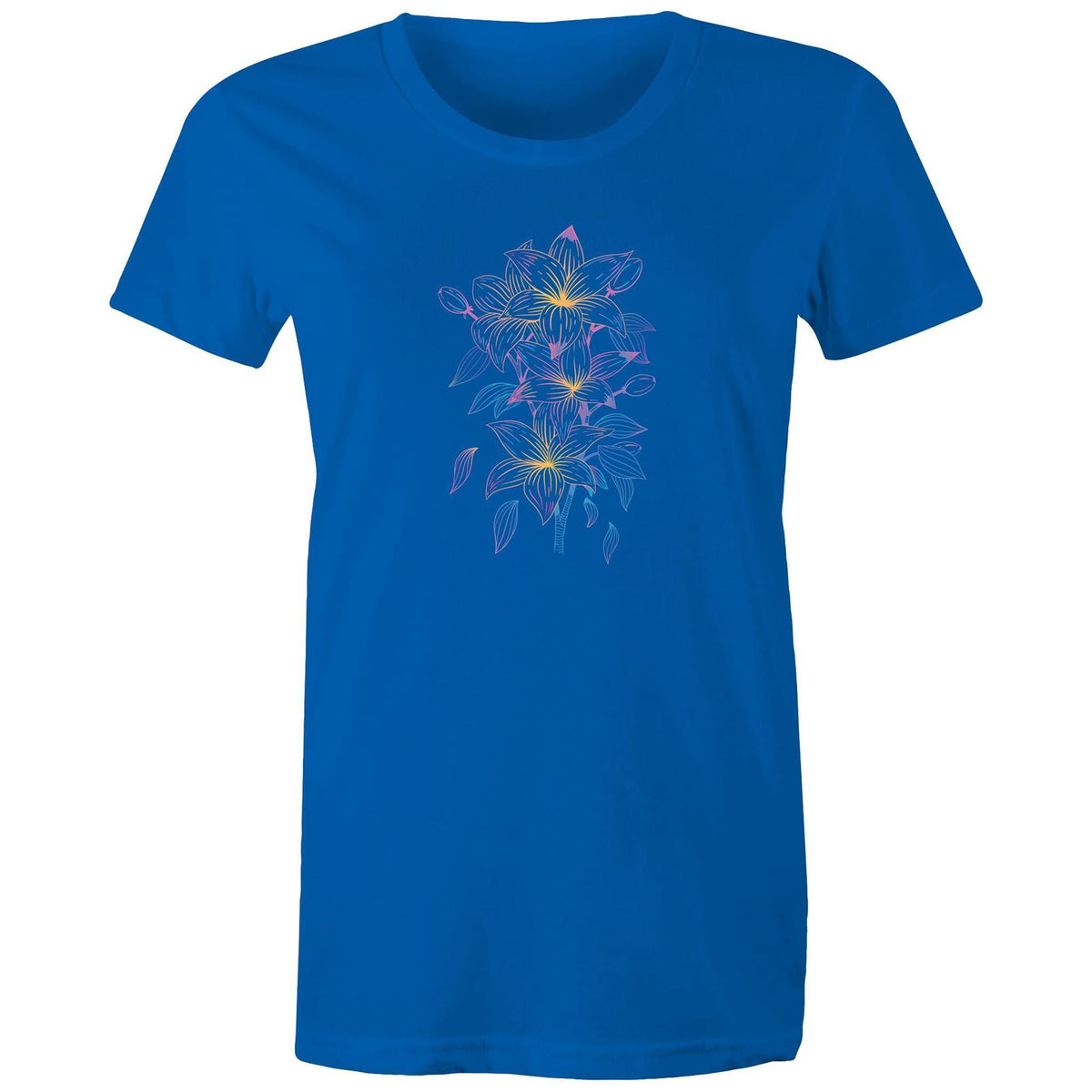 Women's Colourful Lillies Art T-shirt