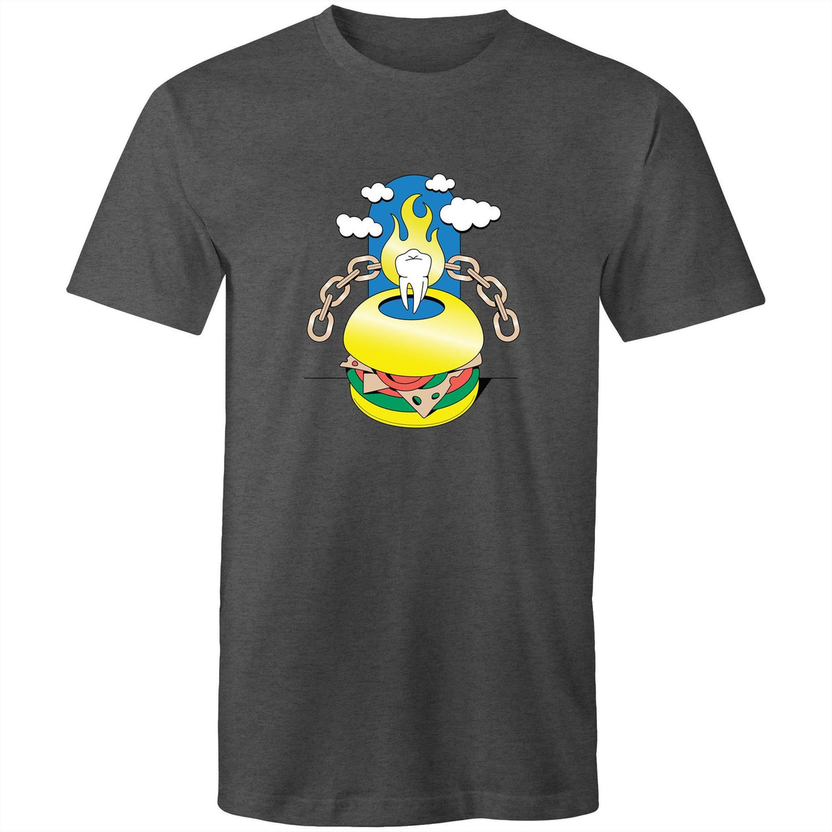 Men's Cartoon Burger Tooth T-shirt