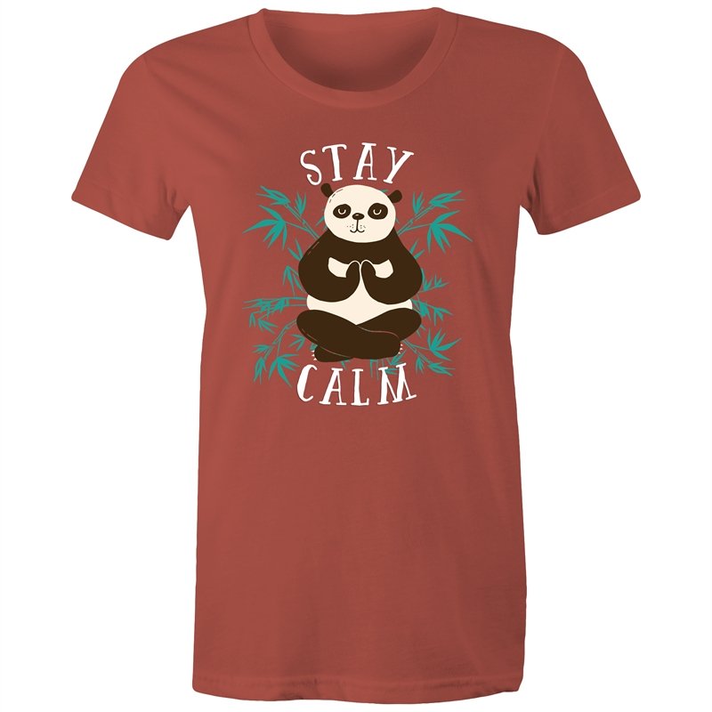 Women's Yoga Stay Calm Panda T-shirt