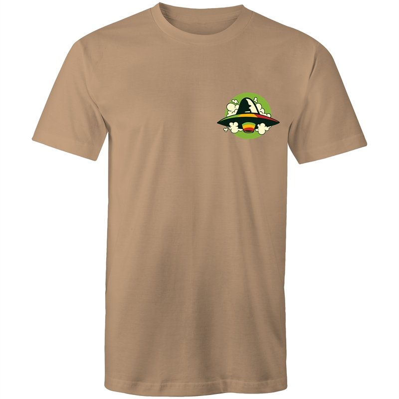 Men's Rasta Coloured Space Ship Pocket Print T-shirt