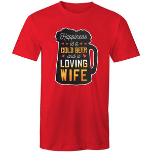 Men's Happiness Is A Cold Beer And A Loving Wife T-shirt
