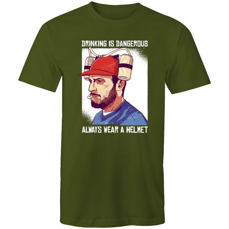 Men's Drinking Is Dangerous, Always Wear A Helmet T-shirt