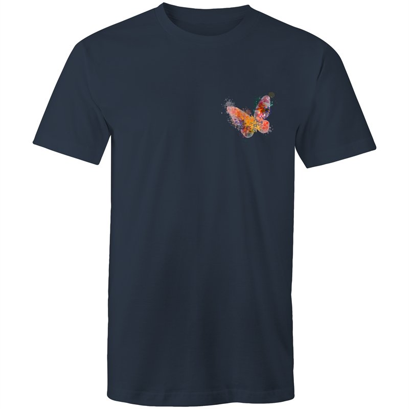 Men's Watercoloured Butterfly Pocket Print Long T-shirt