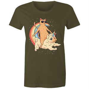 Women's Cat And Unicorn Pug T-shirt