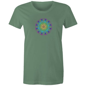Women's Yoga Coloured Mandala Pattern T-shirt