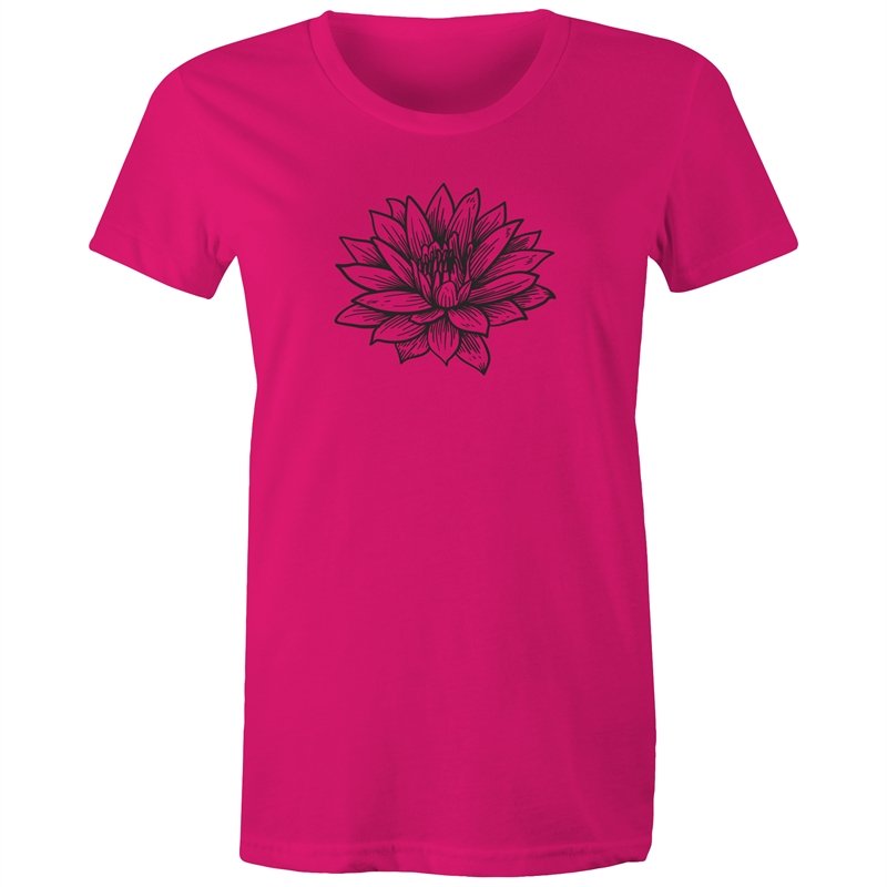 Women's Black Lotus Print T-shirt
