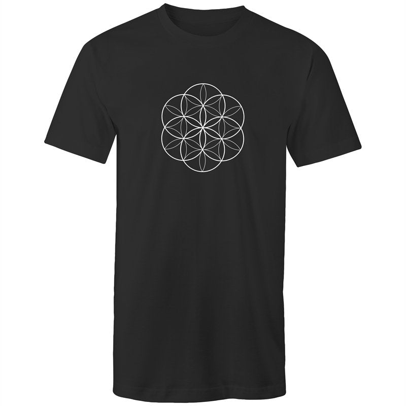 Men's Long Styled Skater Flower Of Life T-shirt