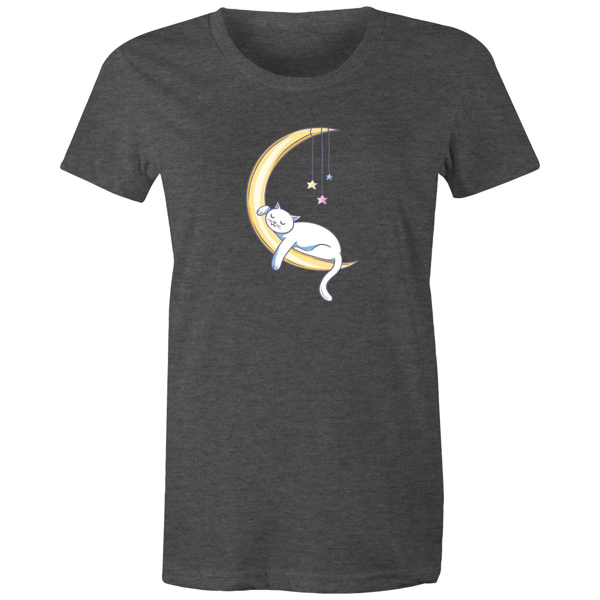 Women's Cat Sleeping on Moon T-shirt