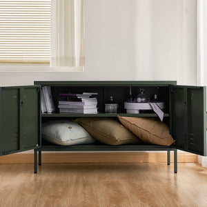 Green Metal Organizer Cabinet / Sideboard