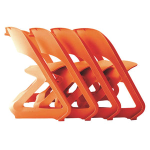 Stackable 4 Pack Of Orange Kitchen Dining Chairs