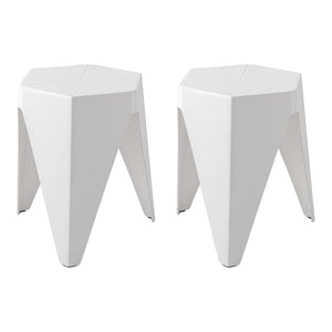 White Plastic Stacking Puzzle Stools - 2 Pack