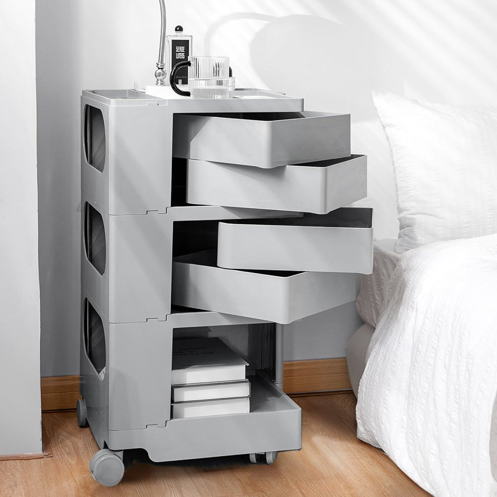 5 Tier Grey Trolley Side Table / Organizer