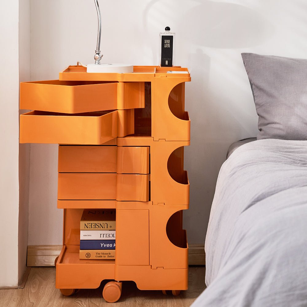5 Tier Orange Trolley Side Table / Organizer