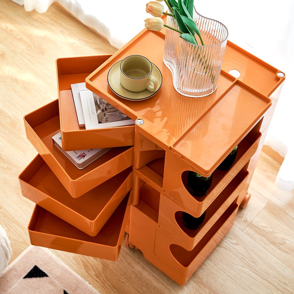 5 Tier Orange Trolley Side Table / Organizer