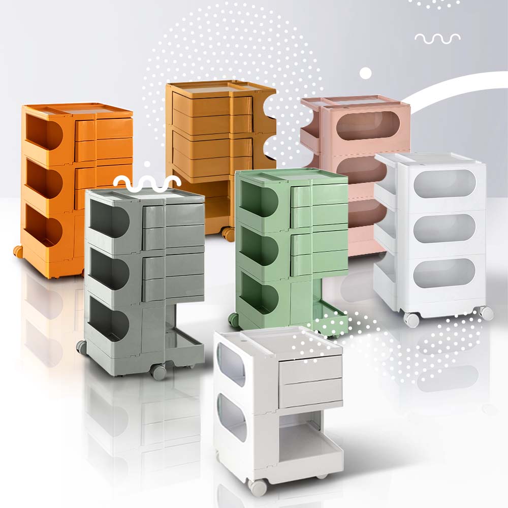 5 Tier Orange Trolley Side Table / Organizer