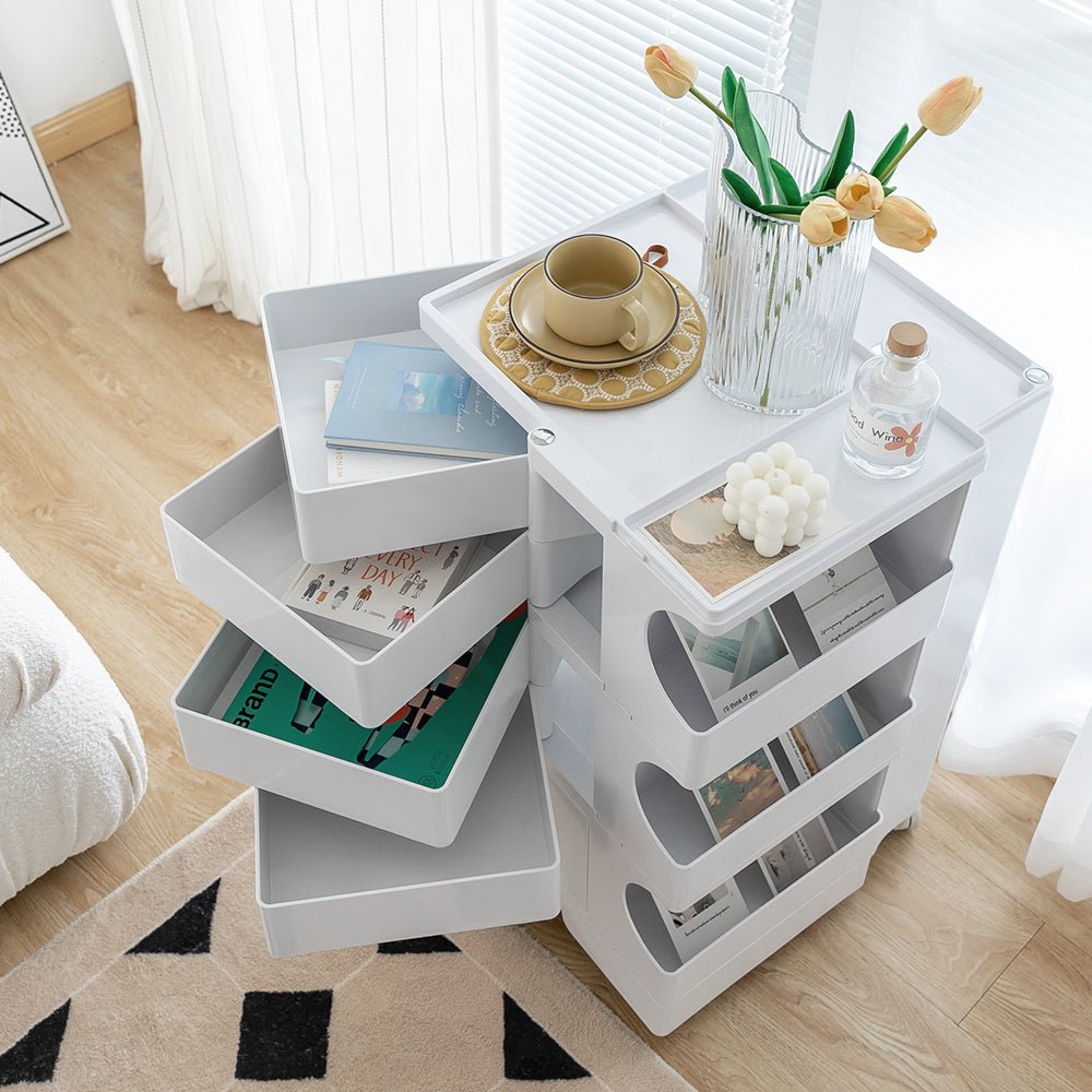 5 Tier White Storage Organizer Trolley