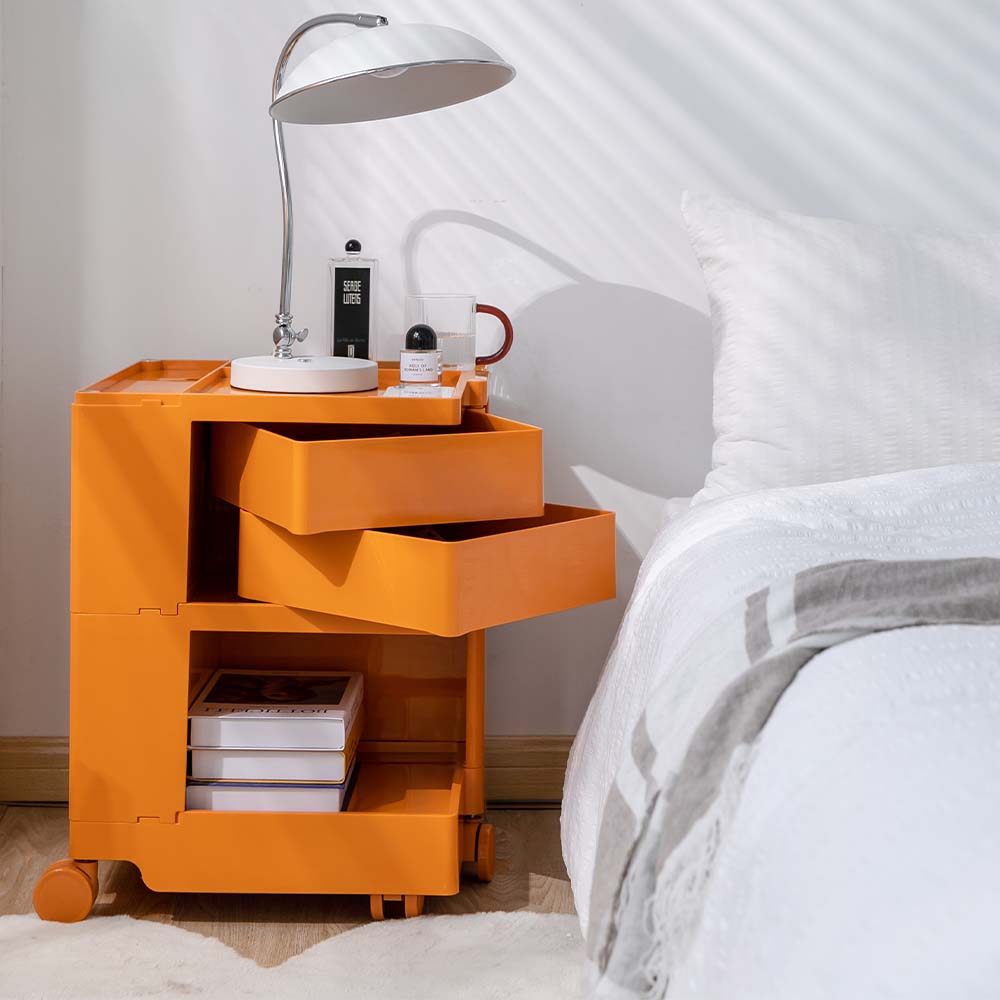 3 Tier Orange Trolley Side Table / Organizer