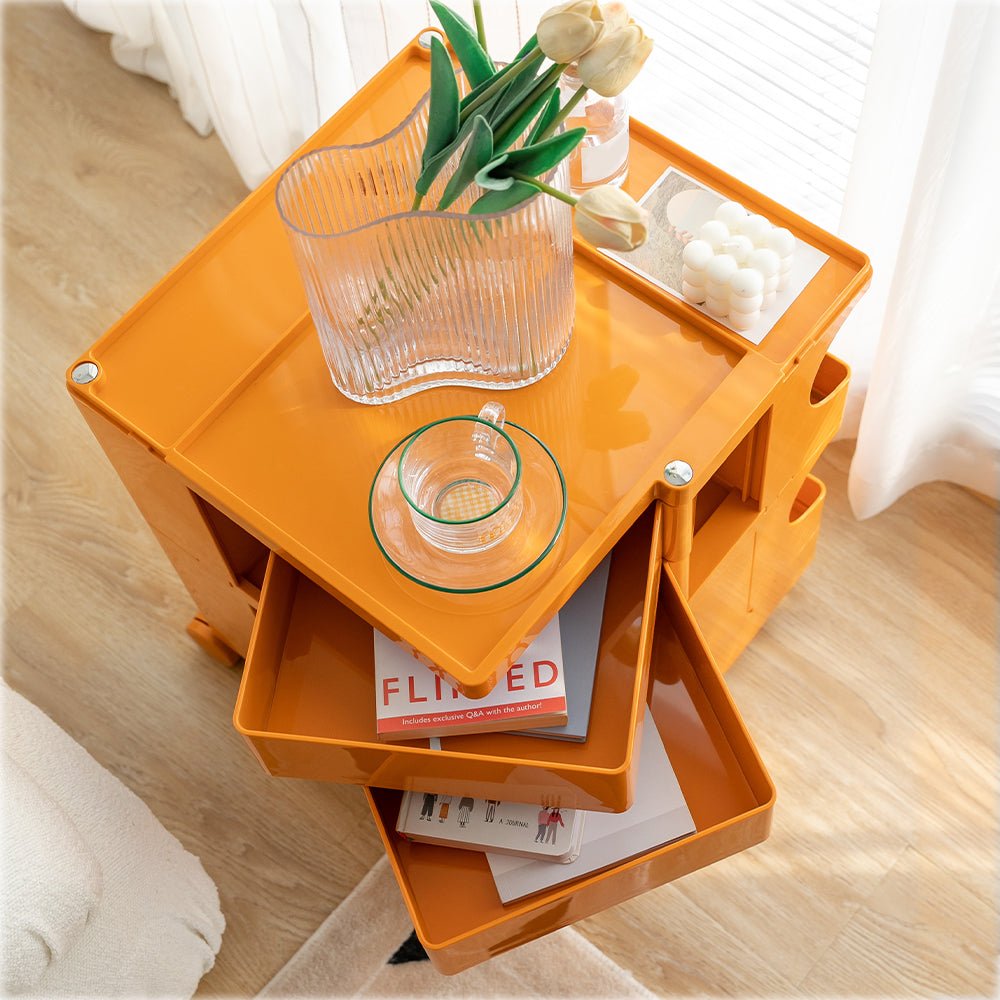 3 Tier Orange Trolley Side Table / Organizer
