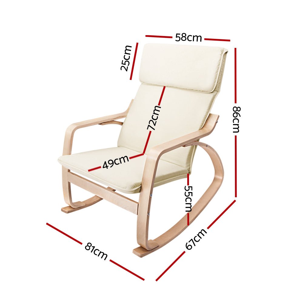 Beige Fabric Rocking Armchair