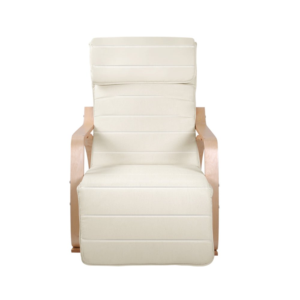 Beige Adjustable Fabric Rocking Armchair