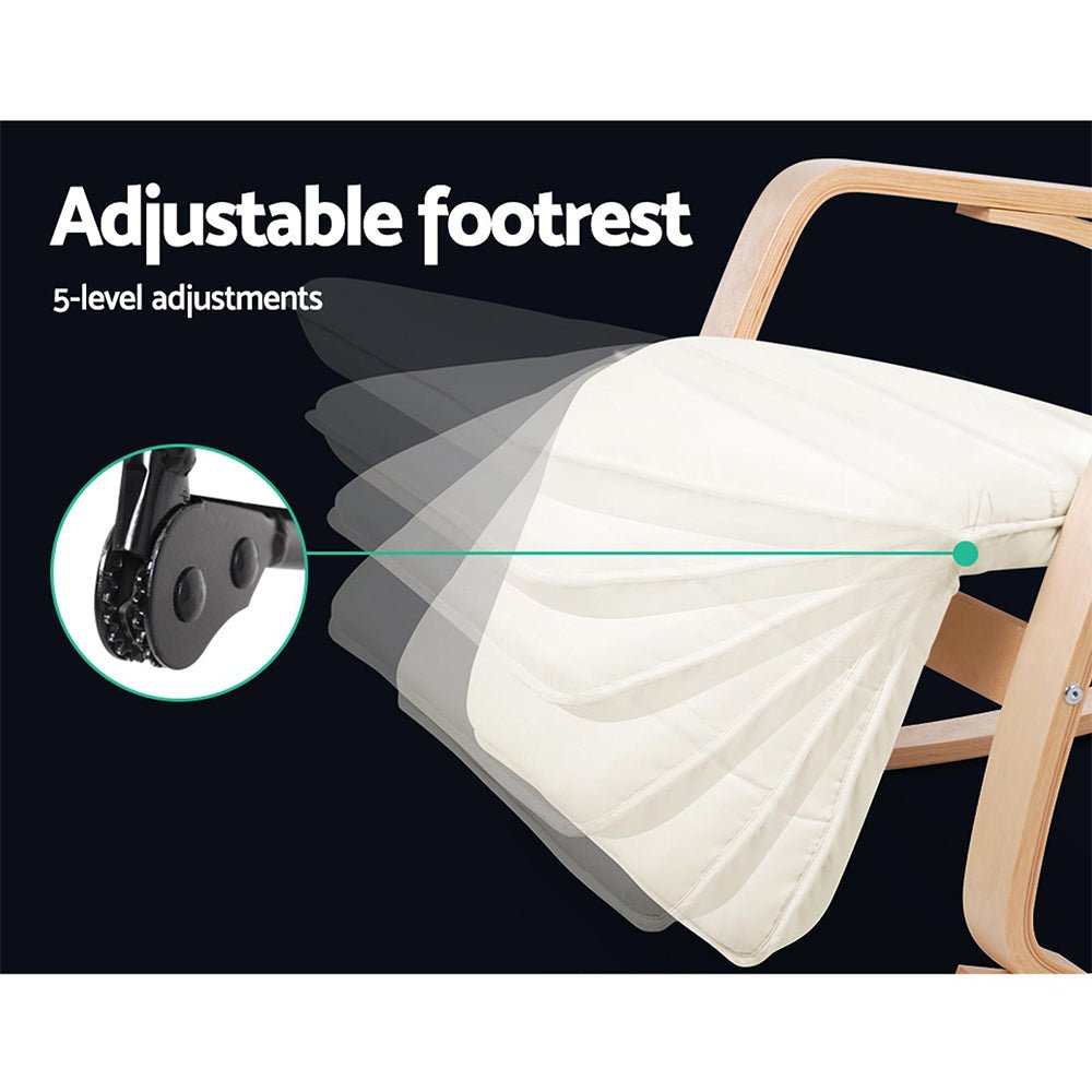 Beige Adjustable Fabric Rocking Armchair