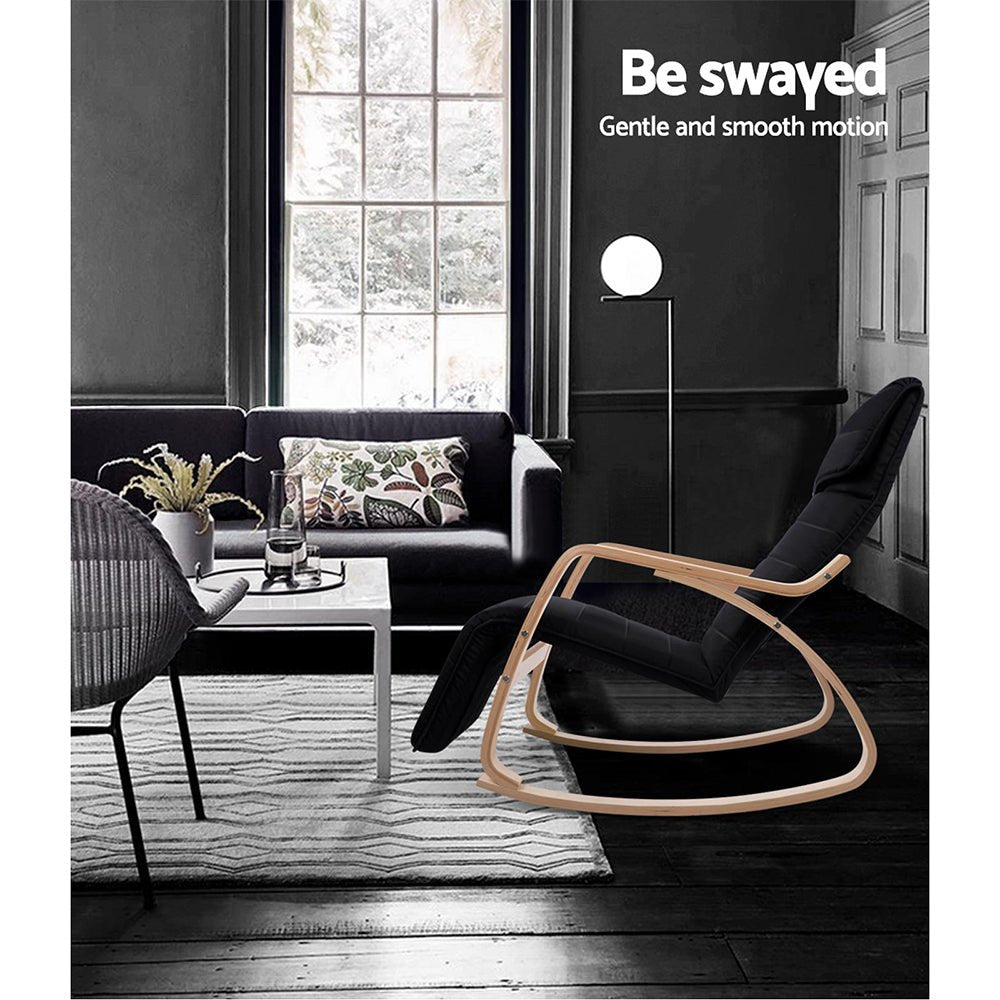 Black Adjustable Fabric Rocking Armchair