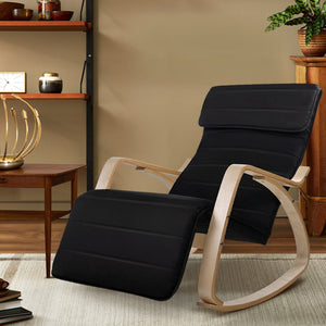 Black Adjustable Fabric Rocking Armchair