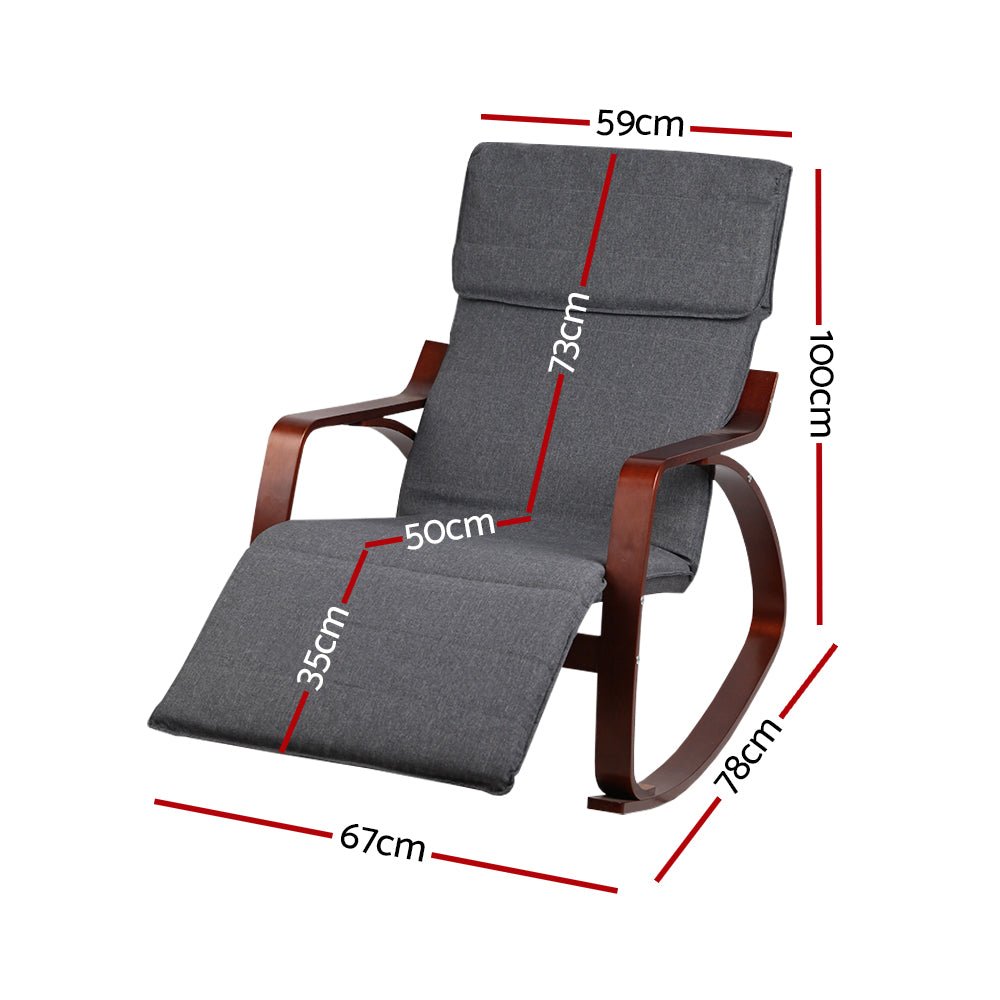 Charcoal Rocking Armchair With Adjustable Footrest