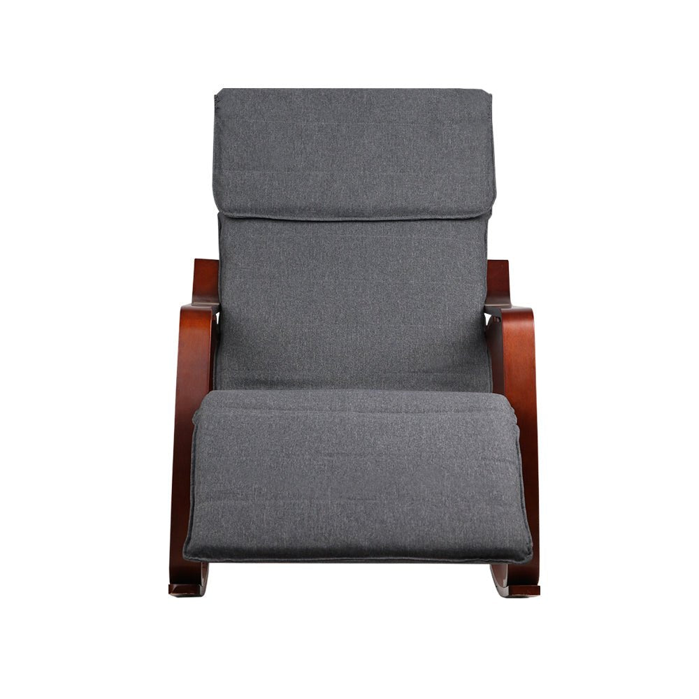 Charcoal Rocking Armchair With Adjustable Footrest