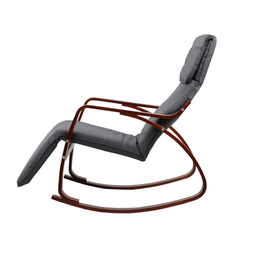 Charcoal Rocking Armchair With Adjustable Footrest