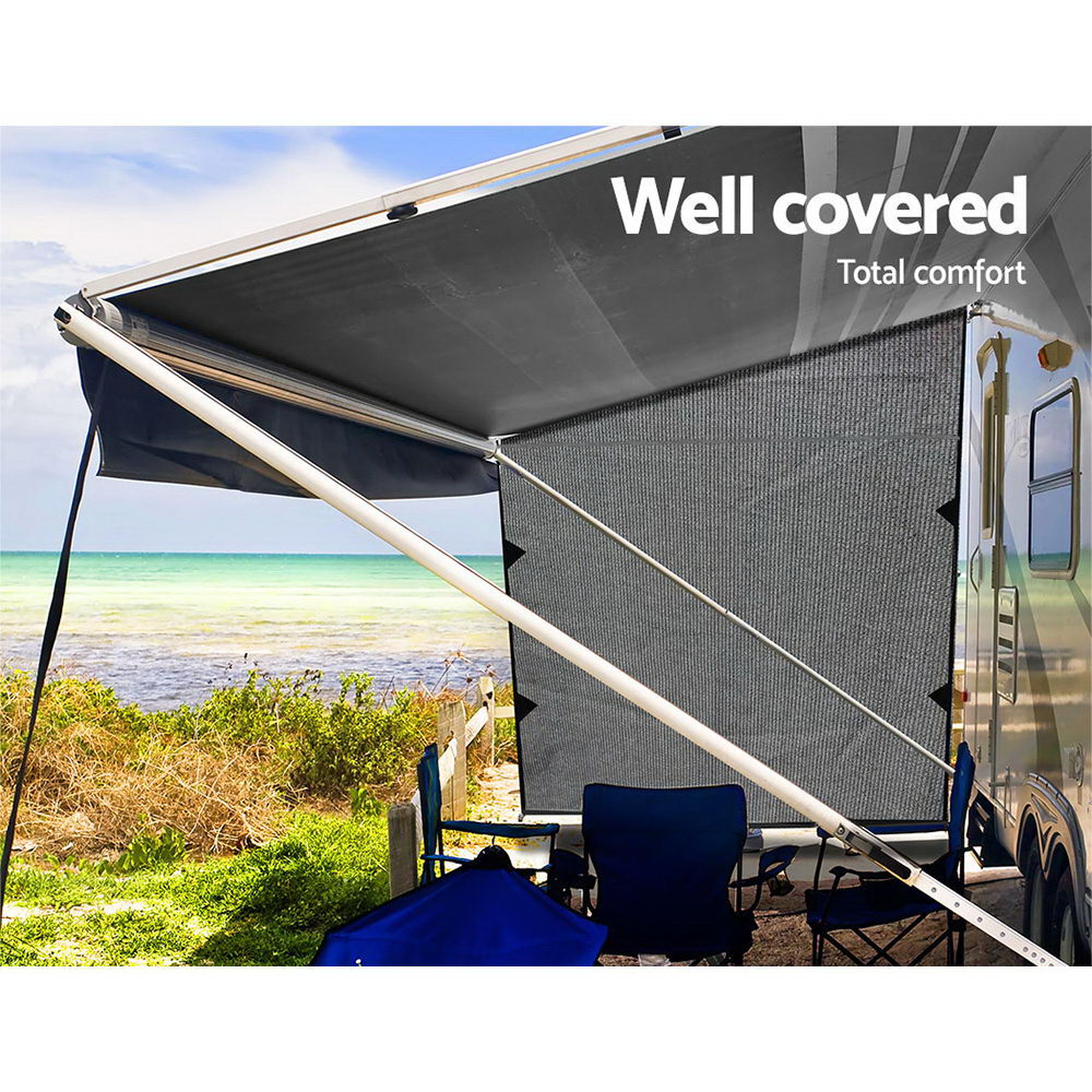 Grey Caravan Privacy Screen - 1.95 x 2.2M | Sun Shade Awning