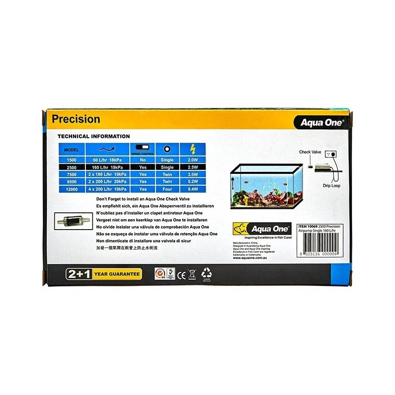 Aqua One 2500 Air Pump - 160 L/H